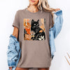 Vintage Black Cat Halloween Autumn Pumpkin Moonlit Night Cozy Wonderland Graphic Tee