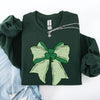 Vintage Bow Coquette St Patrick's Day Shamrock Clover Leprechaun Lucky Sweatshirt
