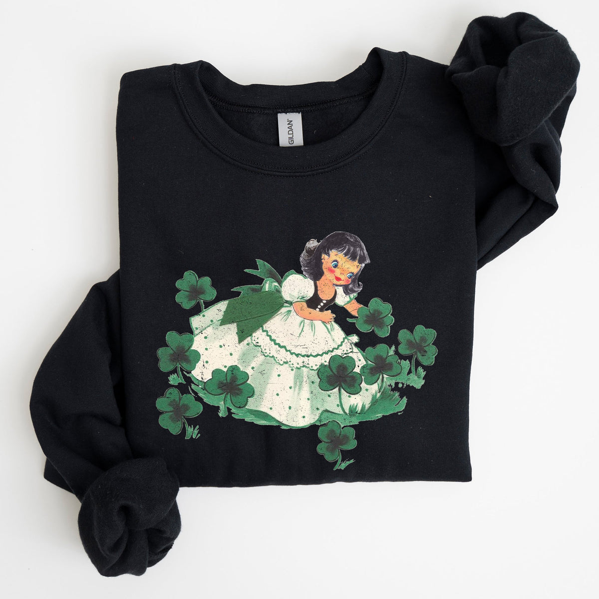 Clover Girl Shamrocks St Patrick's Day Festive Shamrock Print Cozy Holiday Sweatshirt