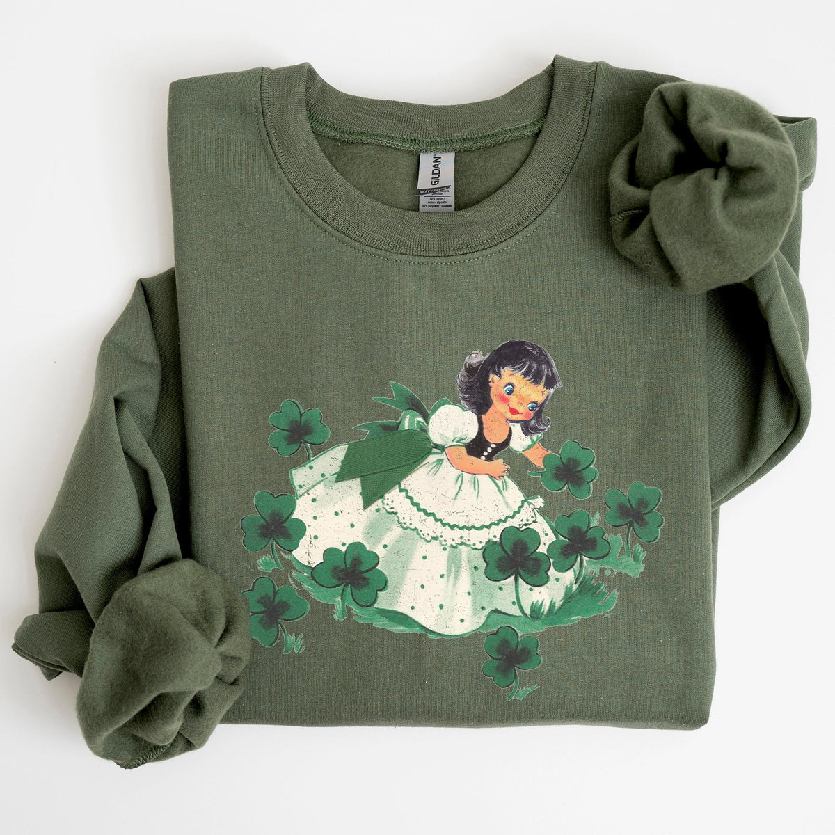 Clover Girl Shamrocks St Patrick's Day Festive Shamrock Print Cozy Holiday Sweatshirt