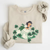 Clover Girl Shamrocks St Patrick's Day Festive Shamrock Print Cozy Holiday Sweatshirt