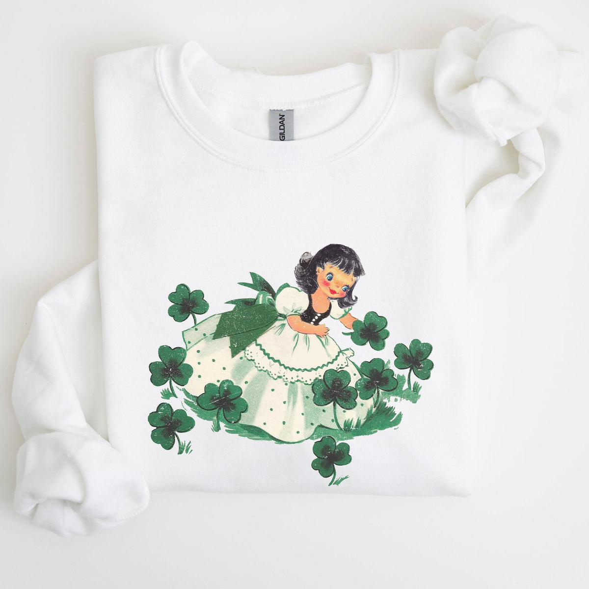 Clover Girl Shamrocks St Patrick's Day Festive Shamrock Print Cozy Holiday Sweatshirt