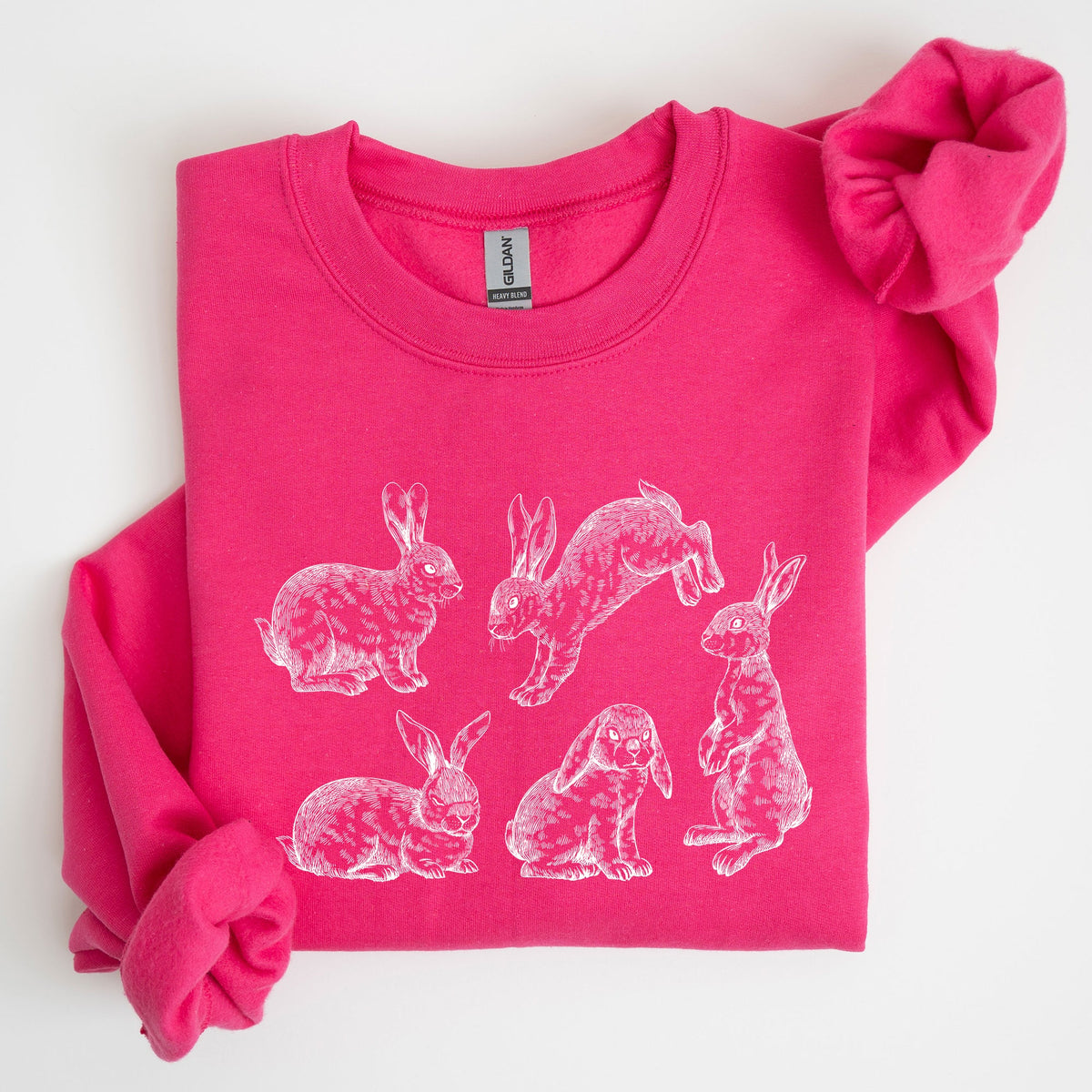 Vintage Easter Bunnies, Rabbit Illustration In Soft Vintage Print Graphic Sweatshirt