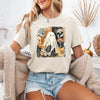 Vintage Ghost Halloween Botanical Floral Autumn Night Scene Moonlit Garden Graphic Tee