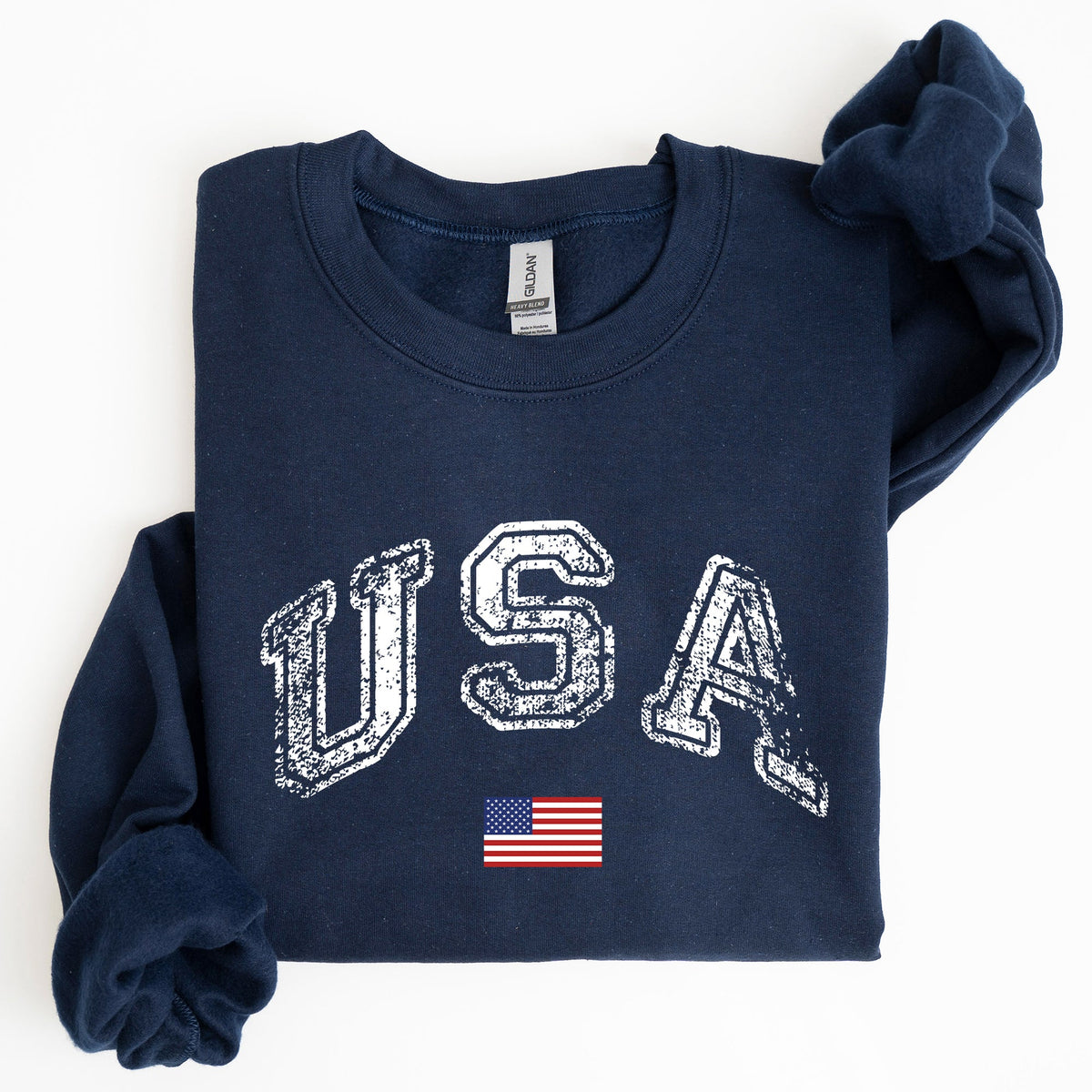 Vintage USA Retro Flag America Fourth Of July Patriotic Pride Emblem Independence Day Sweatshirt