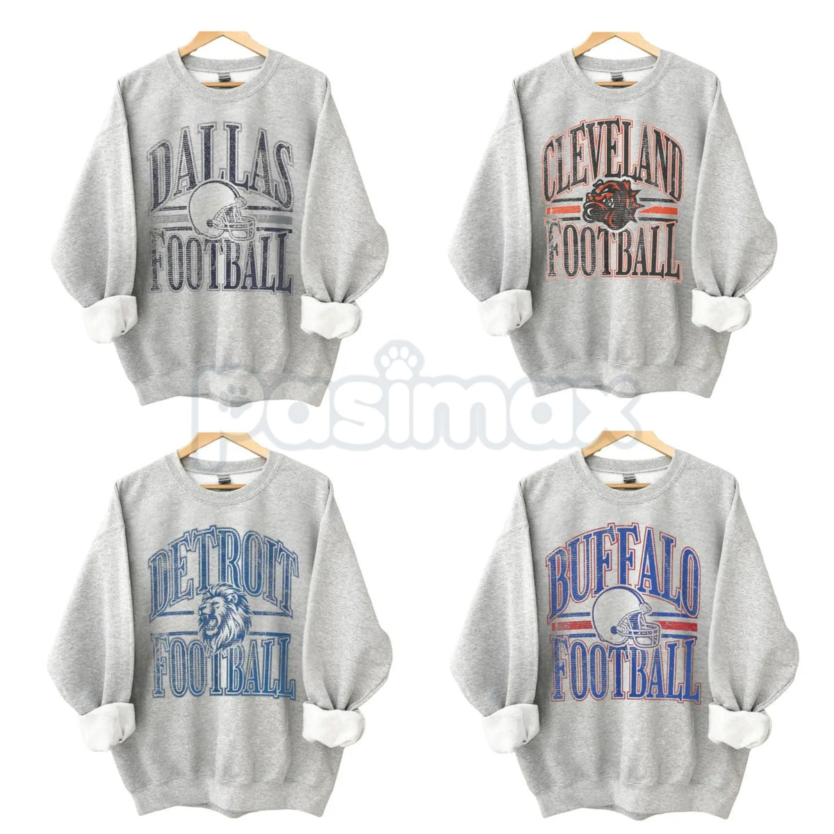Vintage All Team Football ASH GREY Crewneck Sweatshirt – Retro Collegiate Sports Fan Gear
