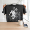 Vintage Black and White Hockey Kiss T-shirt - Retro Sports Romance Apparel, Classic Hockey Celebration Tee, Cinematic Ice Rink Graphic Shirt