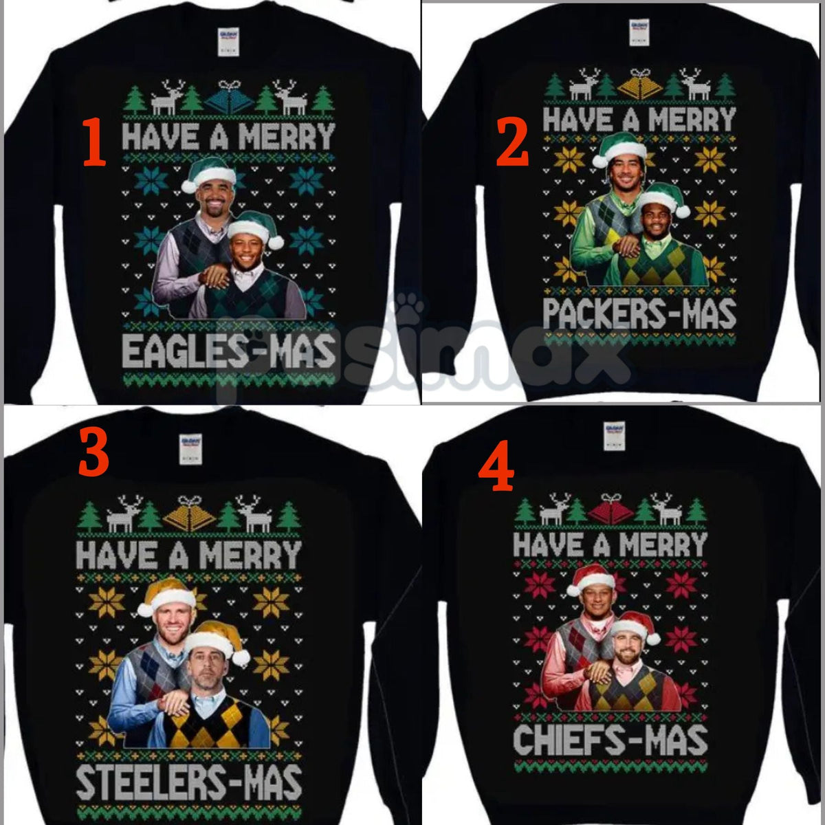 Vintage Christmas All Team Football Step Brothers Crewneck – Funny Holiday Movie Sweatshirt (Black)