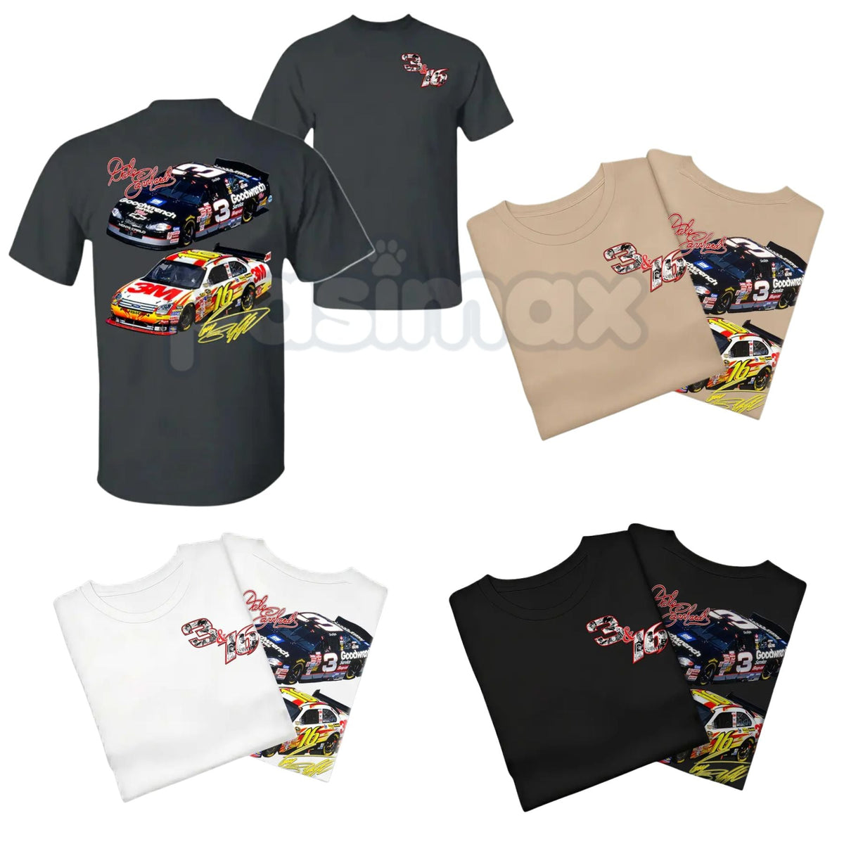Vintage Racing Legacy 3 & 16 Stock Car T-Shirt - Retro Double-Sided Racing Tee, Classic 90s Bootleg Style Stock Car Apparel, Motorsports Heritage Fan Shirt