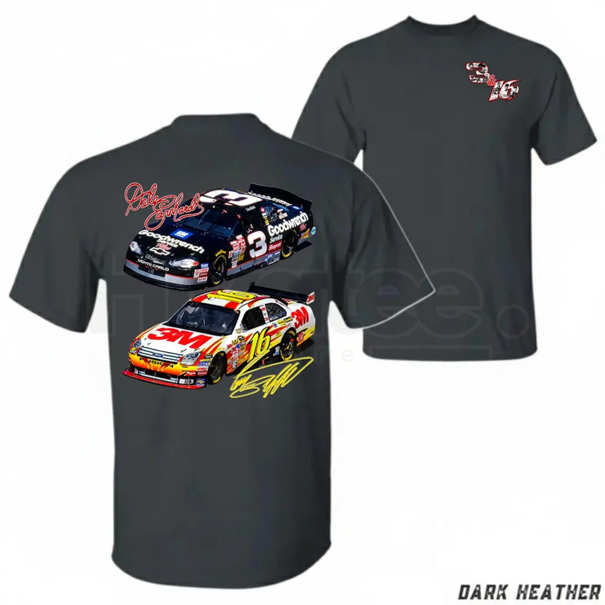 Vintage Racing Legacy Stock Car T-Shirt – Double-Sided #3 & #16 Motorsports Tee