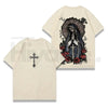 Virgin Mary Graphic T-Shirt – Washed Black Heavy Cotton Gothic Streetwear Tee