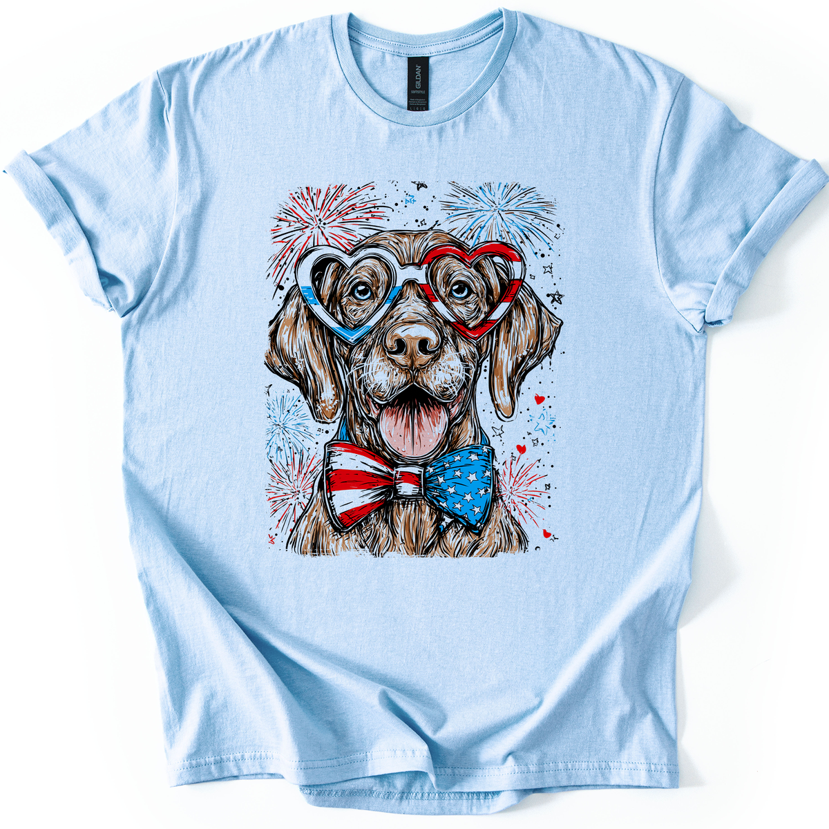 Vizsla Patriotic Dog American Pride Fourth Of July USA Flag National Holiday Graphic Tee