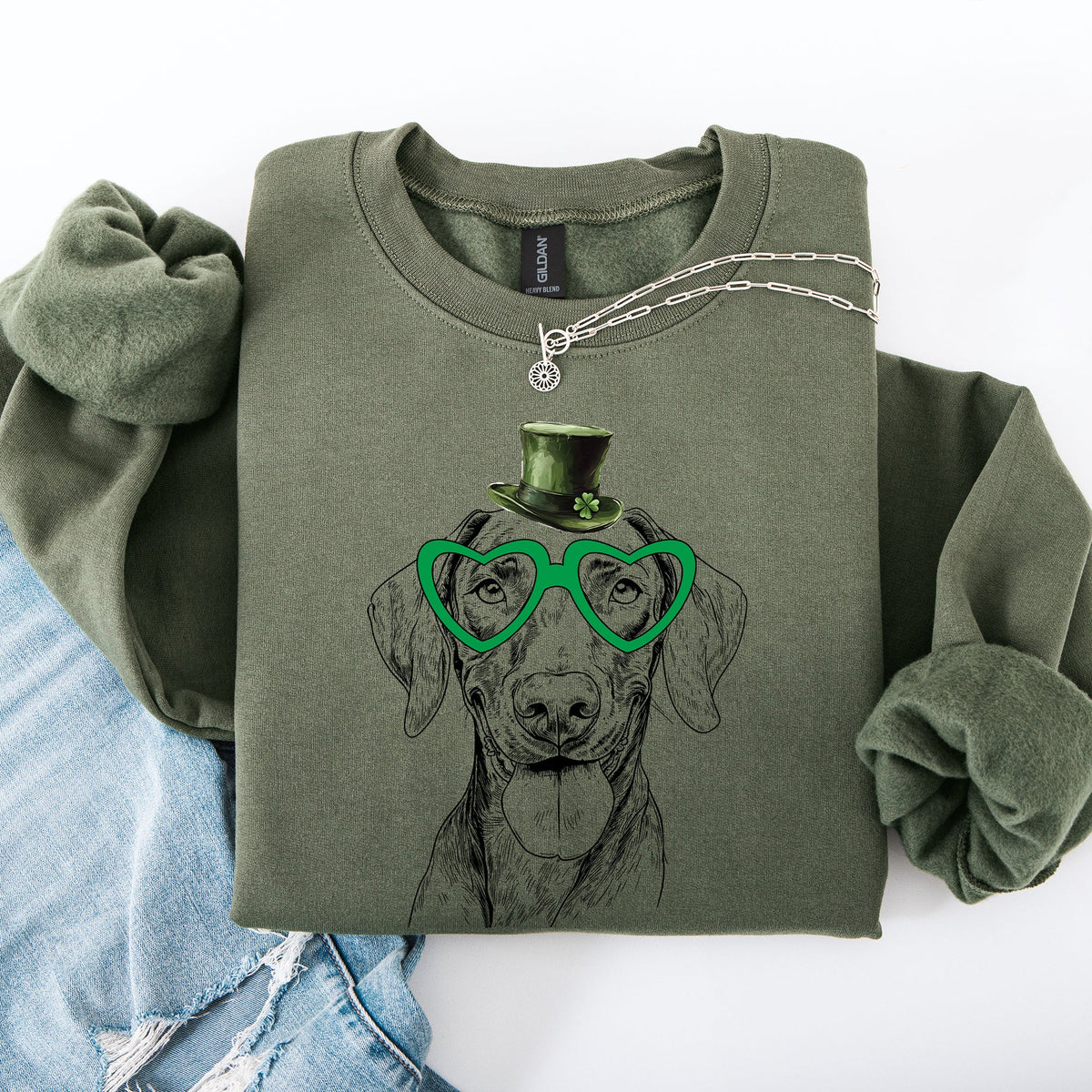 Vizsla Adorable Dog St Patrick's Day Irish Pride Vizsla Lovers Cozy Everyday Sweatshirt