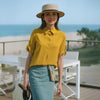 Pleione Women's Button Down Short Sleeve Blouse