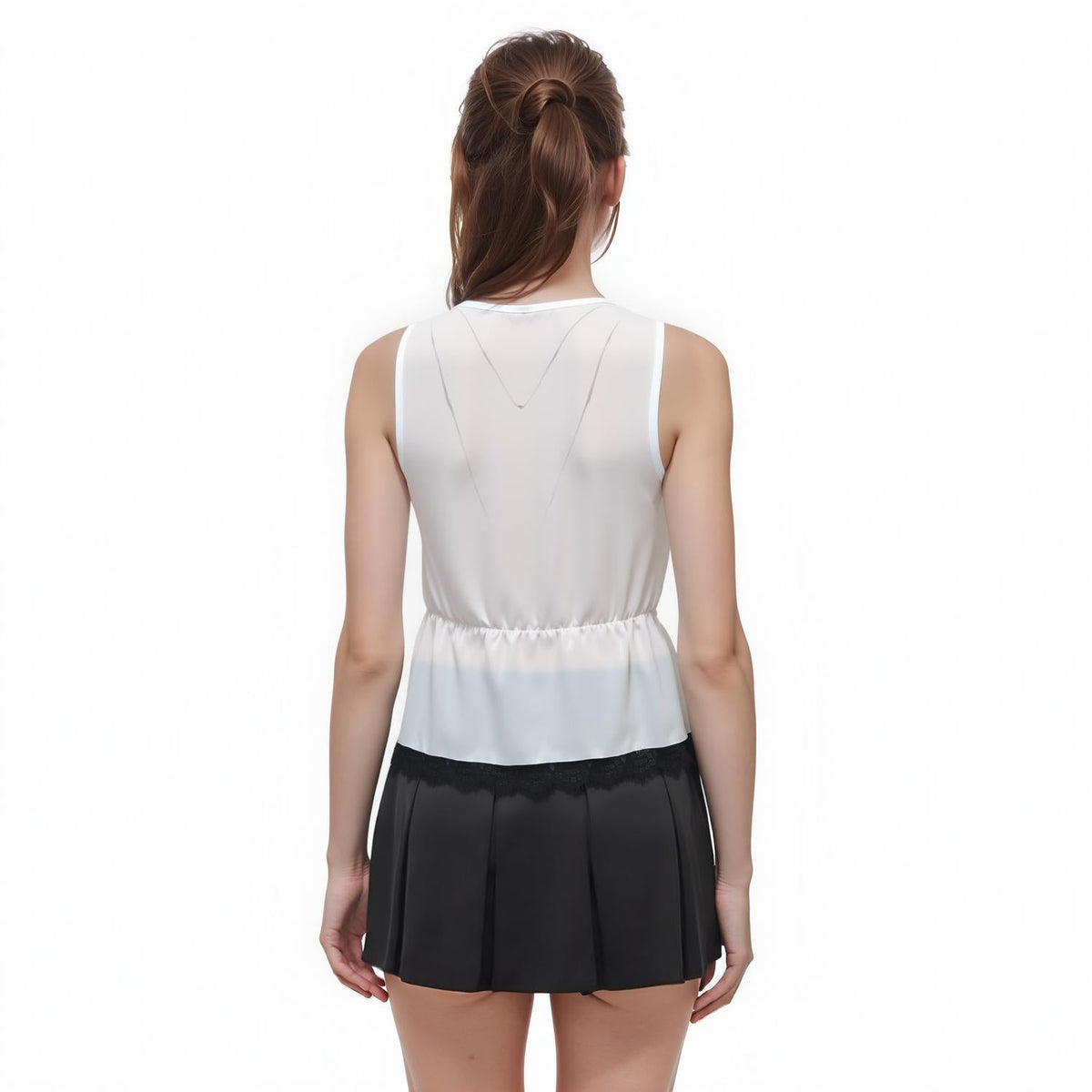 Pleione Lace-trimmed Peplum Blouse