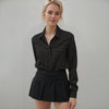Pleione Women's Button Down Shirt Blouse in Black