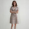 Women's Multi Check Button Down Slit Skirt