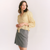 Women's Smocked Sleeve Stripe Wrap Blouse in Yellow