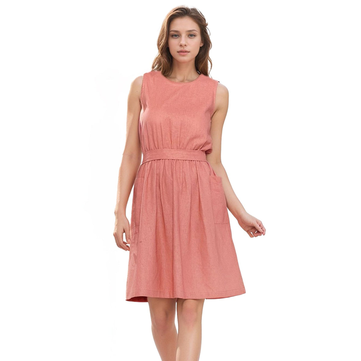 Pleione Women's Sleeveless Pocketed Midi Dress