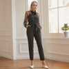 Pleione Women's Tie Waist Slim Trouser in Black