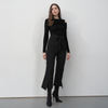 Women's High Waist Front Slit Trouser In Black