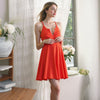 Women's V-Neck Spaghetti Strap Cocktail Dress In Poppy Red