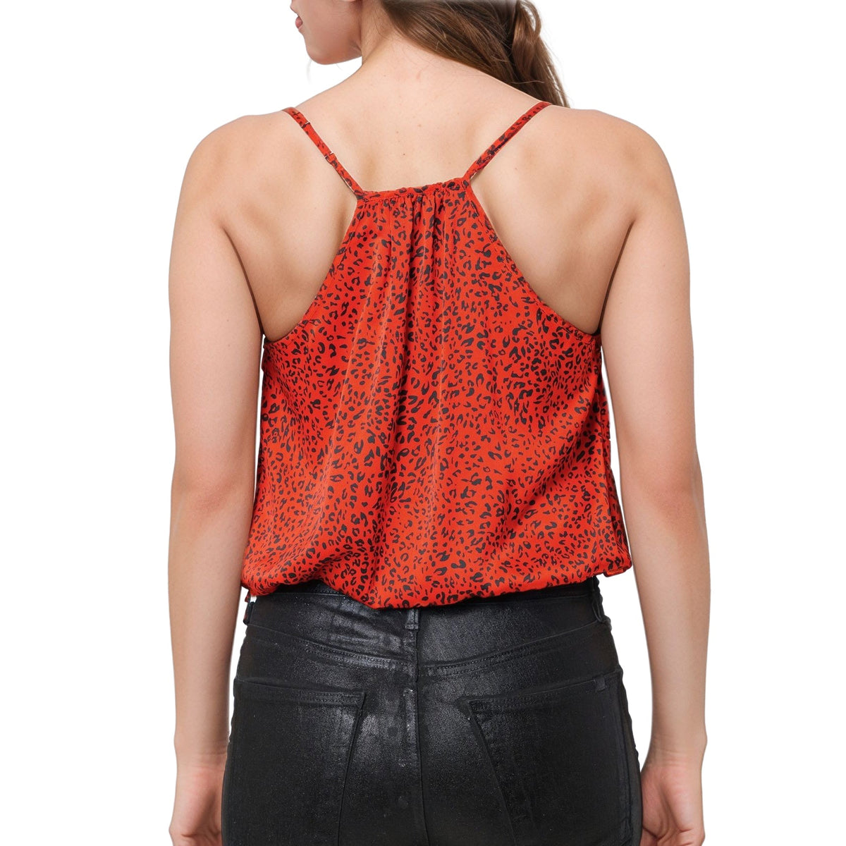 Women's Leopard Wrap Front Bodysuit In Red Leopard