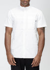 Konus Men's Band Collar Panel Shirt in White