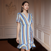 Women's Multi-color Ruched Dress in Beach