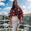 Pleione Women's Floral Batwing Kimono Cardigan in Burgundy