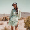 Pleione Long Sleeve Smocked Cinched Waist Dress