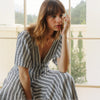 Women's Lace Trim Tie Front Maxi Dress in Ditsy Gingham