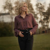 Pleione Women's Bell Cuff Button Down Shirt Blouse in Wallpaper