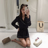 Women's Grid Print Blouse in Navy Plaid