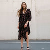 Women's Velvet Asymmetric Wrap Dress in Falling Floral