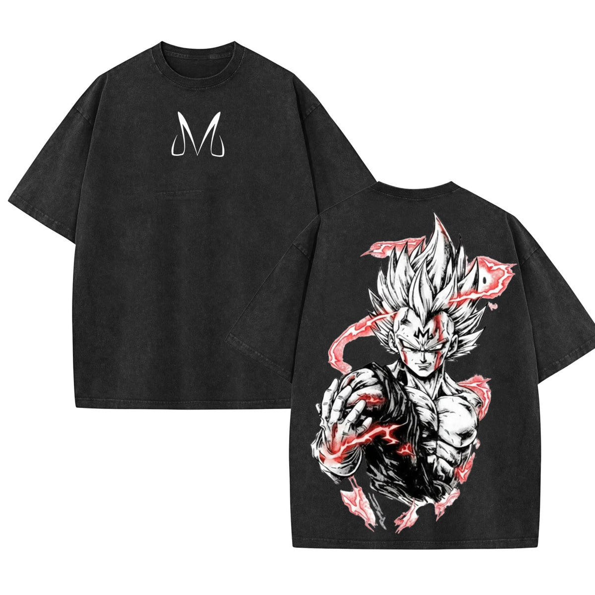 Warrior Power Vintage Washed T-Shirt – DBZ Inspired Anime Graphic Tee, Saiyan Streetwear