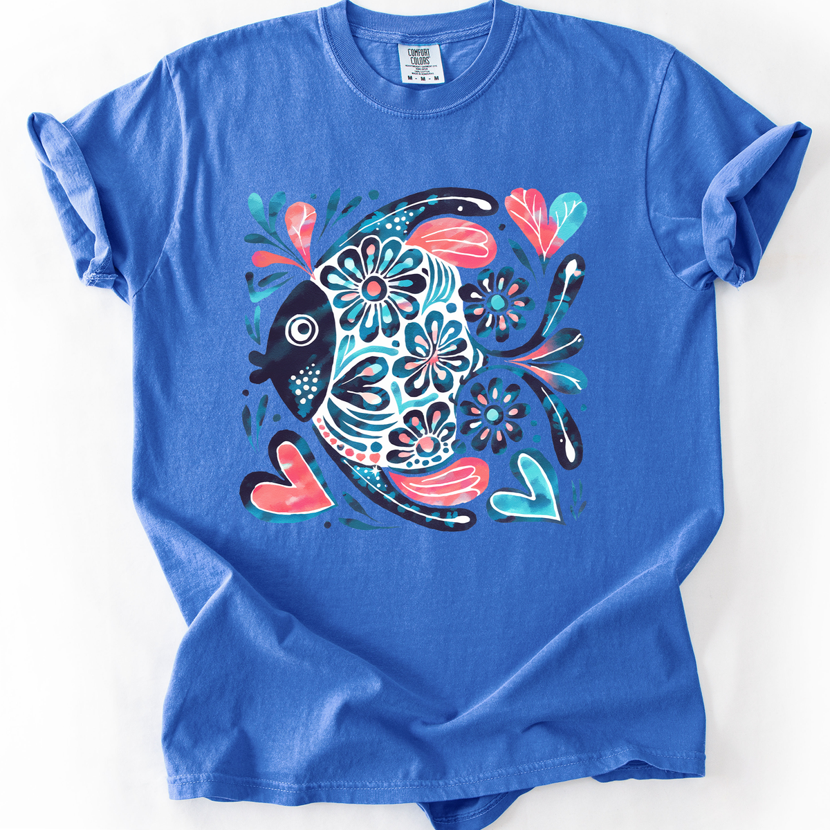 Watercolor Fish Gorgeous Summer Beach Sunshine Ocean Breeze Seaside Vibes Coastal Calm Comfort Colors Tee