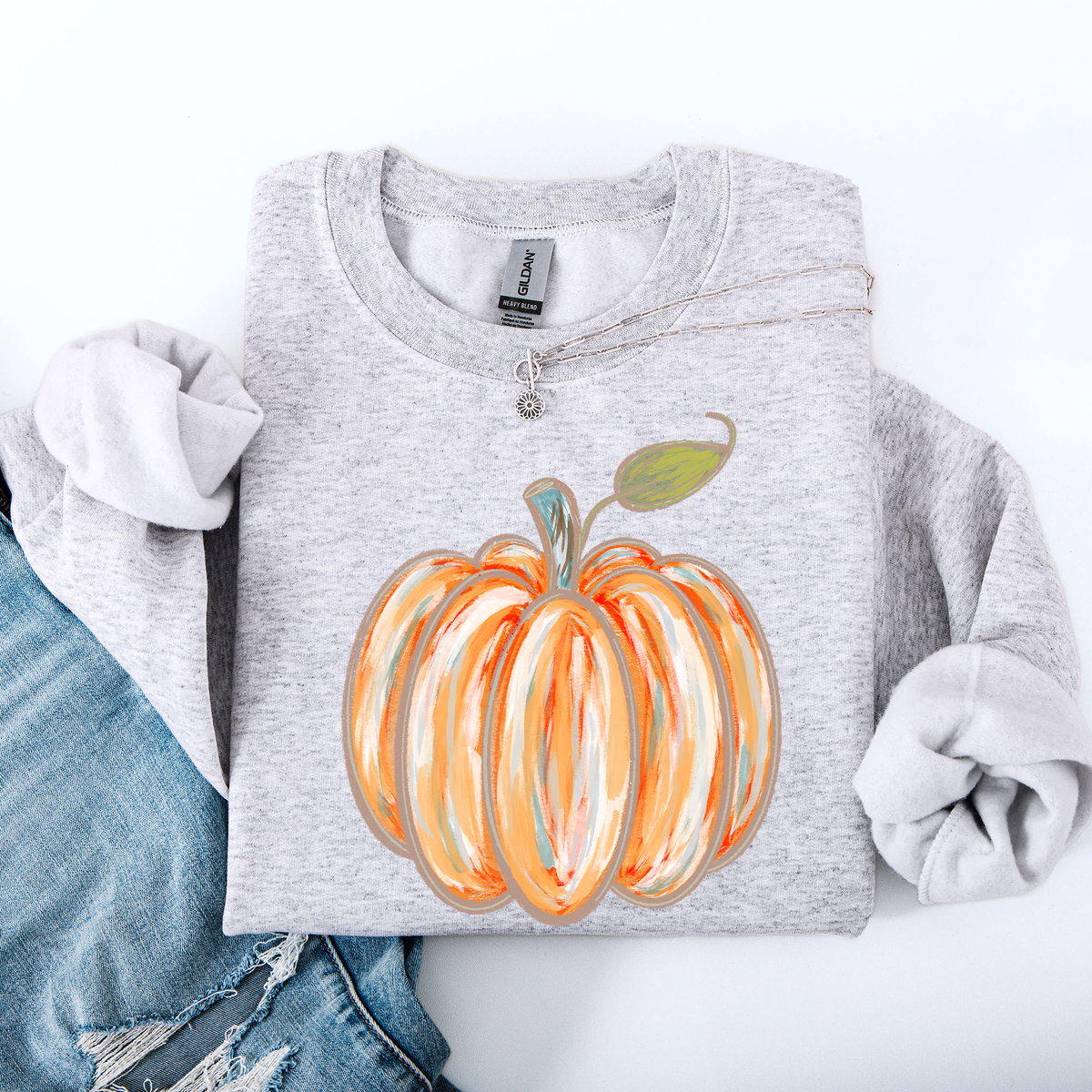 Watercolor Pumpkin Cozy Autumn Floral Sunflower Harvest Design For Cozy Fall Styling Sweatshirt