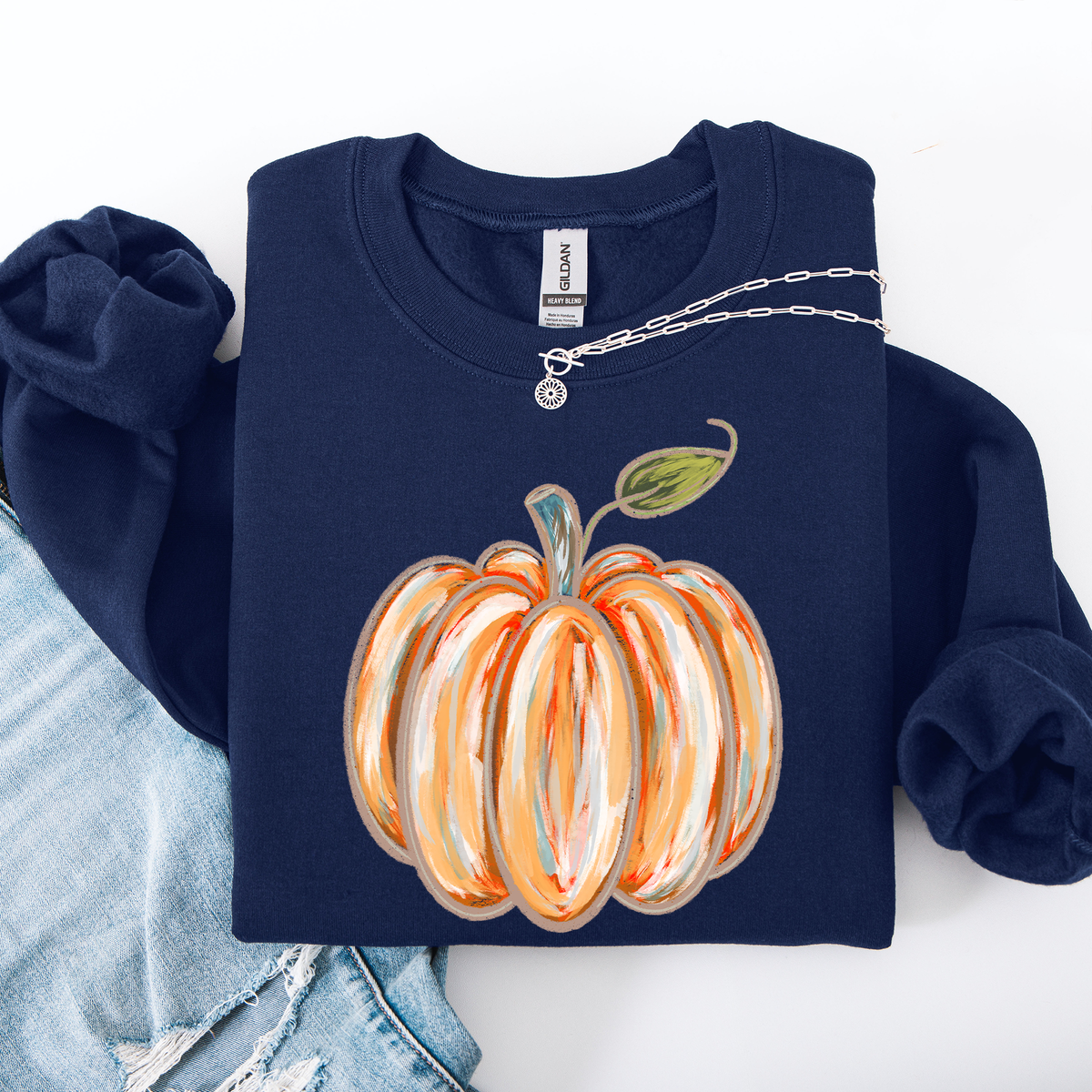 Watercolor Pumpkin Cozy Autumn Floral Sunflower Harvest Design For Cozy Fall Styling Sweatshirt