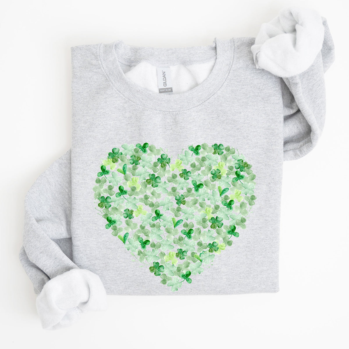 Watercolor Shamrocks Heart St Patrick's Day Graphic Celebration Edition Sweatshirt