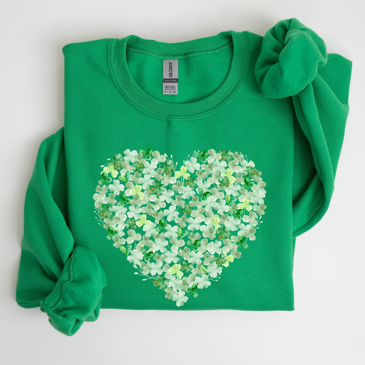 Watercolor Shamrocks Heart St Patrick's Day Graphic Celebration Edition Sweatshirt