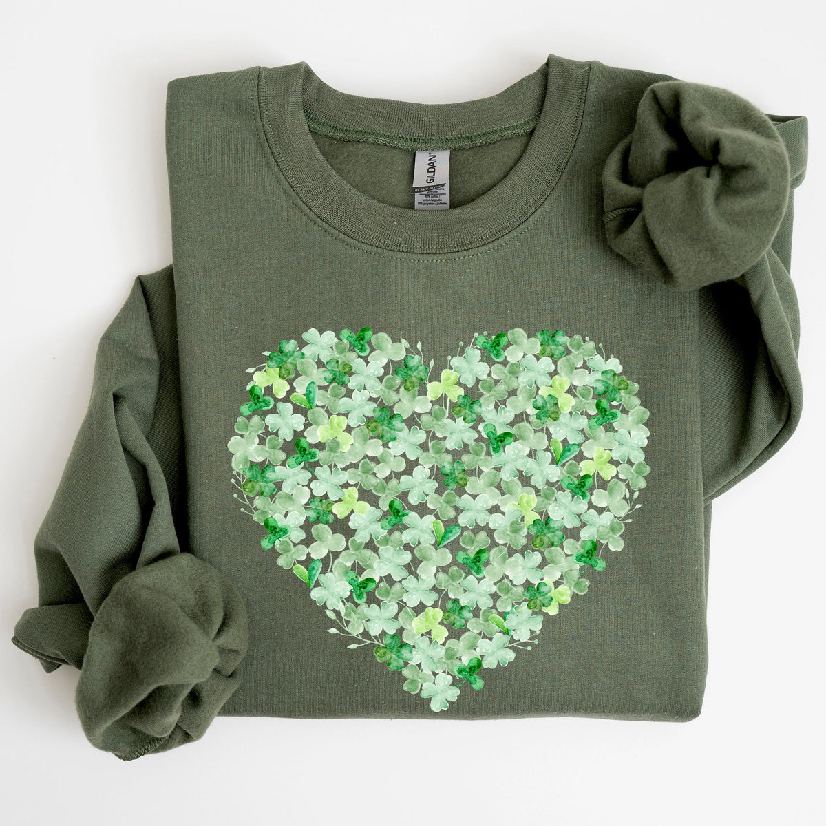 Watercolor Shamrocks Heart St Patrick's Day Graphic Celebration Edition Sweatshirt