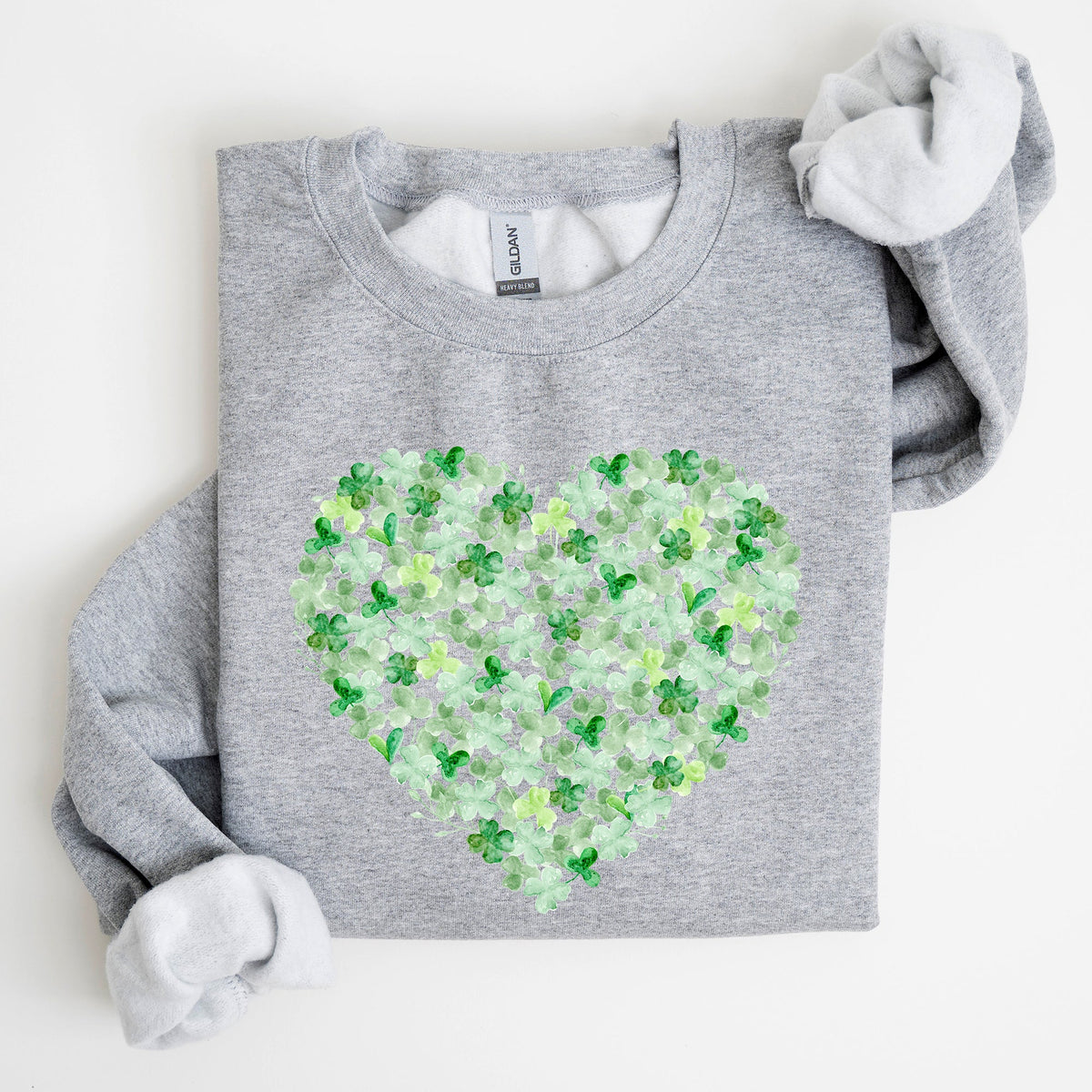 Watercolor Shamrocks Heart St Patrick's Day Graphic Celebration Edition Sweatshirt