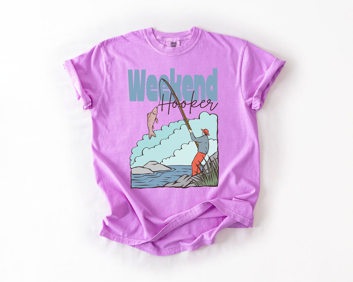 Weekend Hooker Adventure Boat Lake Life Camping Outdoor Nature Travel Comfort Colors Tee