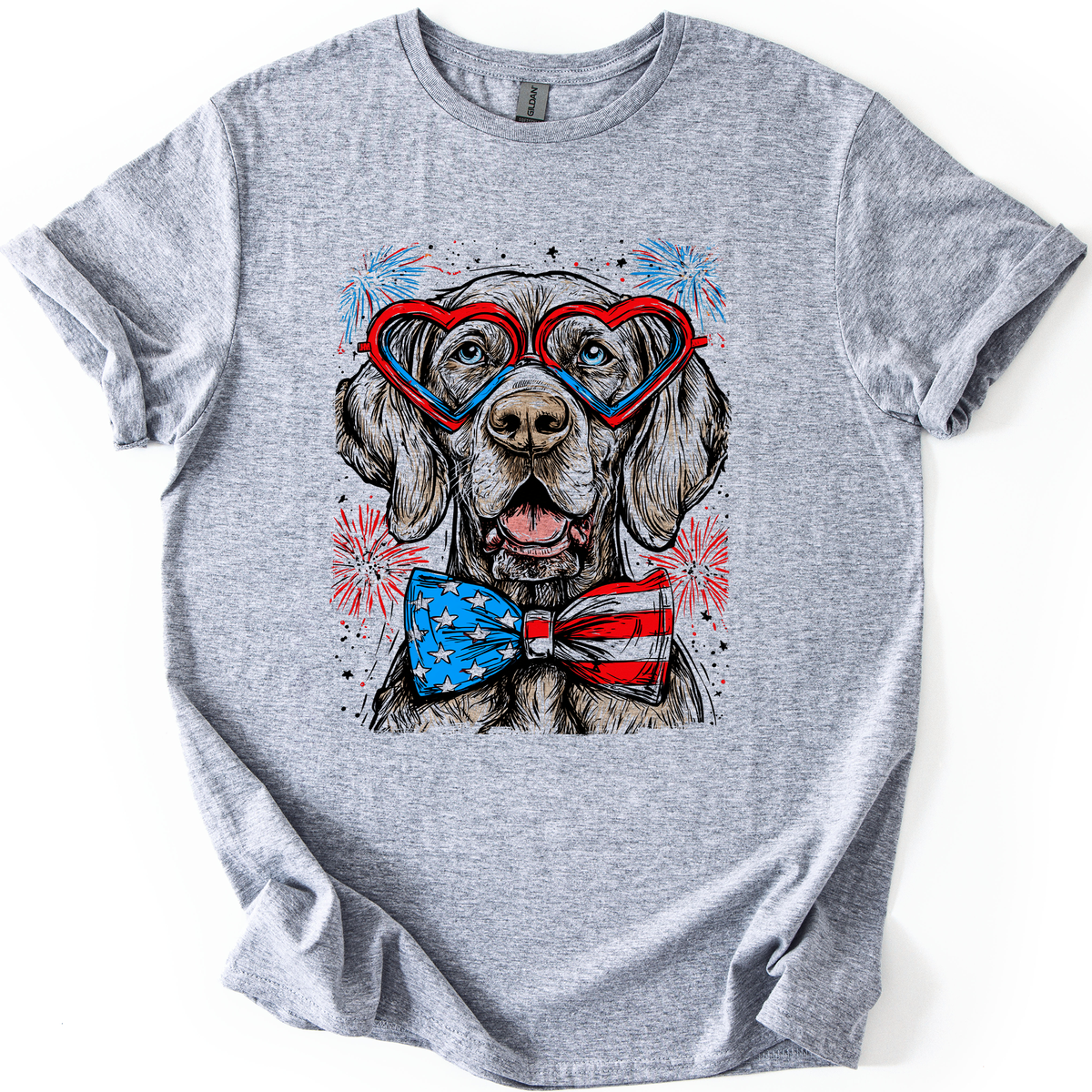 Weimaraner Patriotic Dog USA America Pet Lover Fourth Of July Celebration Graphic Tee