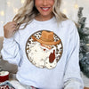 Western Cowboy Santa Hat Cow Print Christmas Retro Motif Holiday Design Sweatshirt