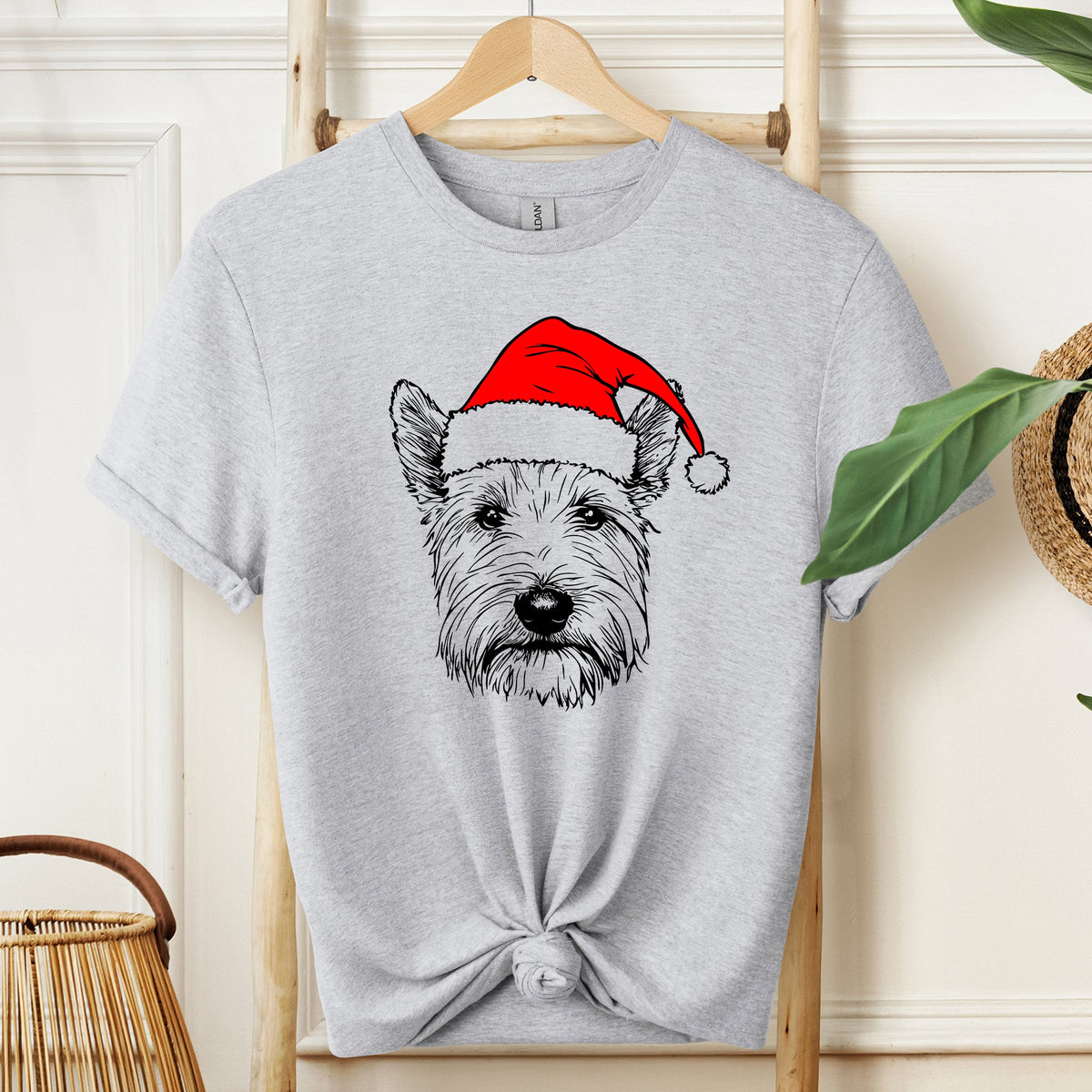 Westie West Highland White Terrier Santa Christmas Dog Lover Pet Comfort Colors Tee
