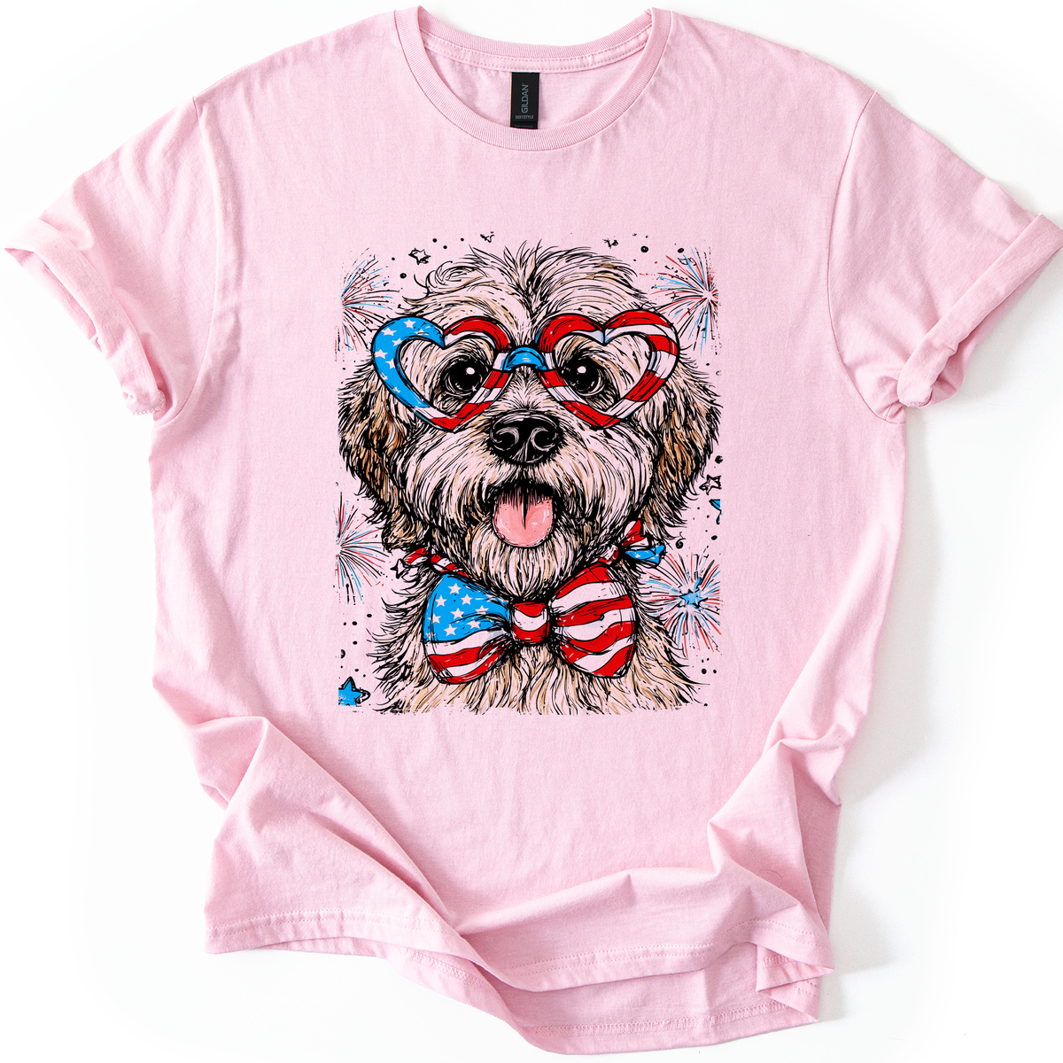 Wheaten Terrier Patriotic Dog USA Pride 4th Of July Pet Lover Celebration Graphic Tee