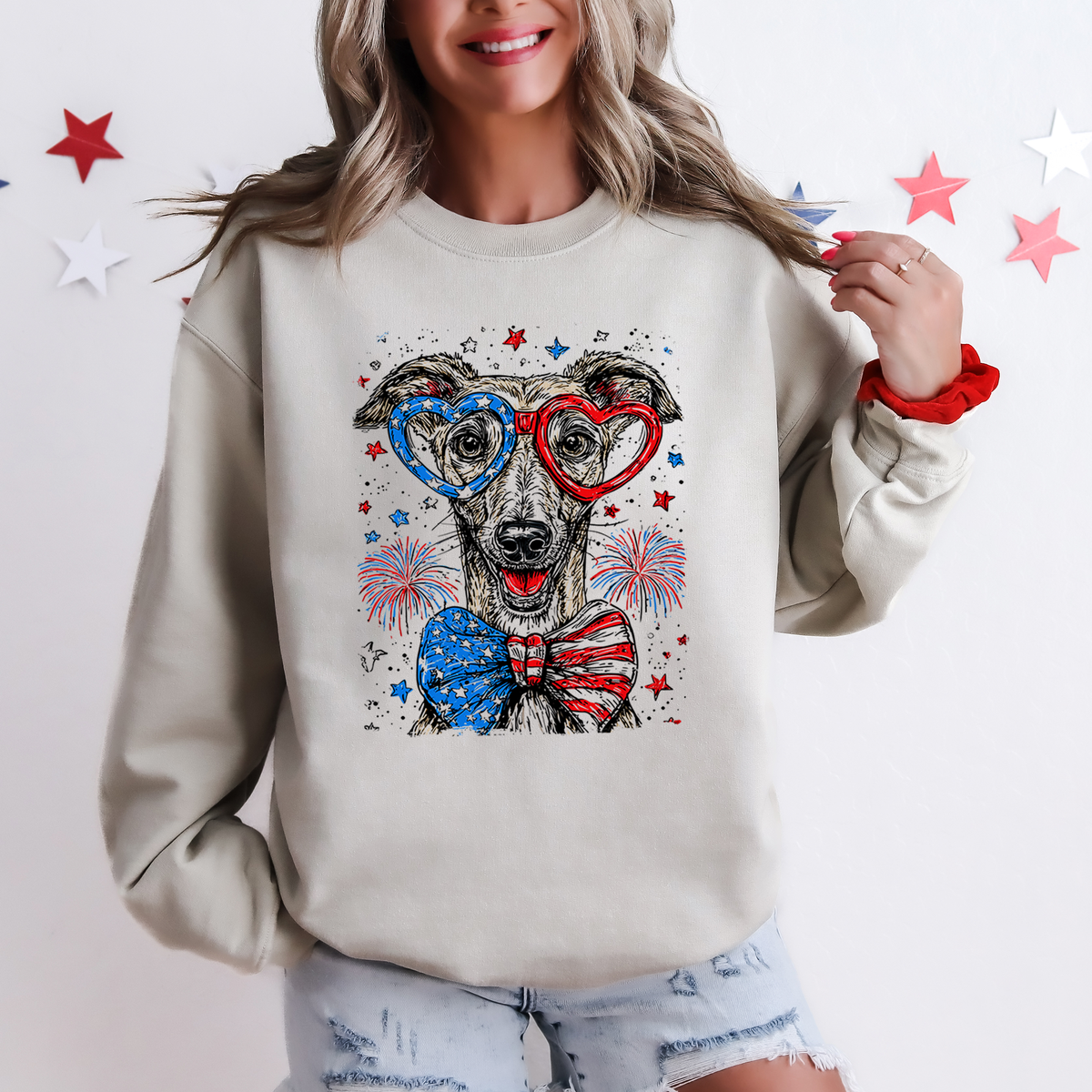 Whippet Patriotic Dog USA America Pet Lover 4th Of July All American Celebration Sweatshirt