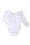 White L/S Flutter Sleeve Leotard